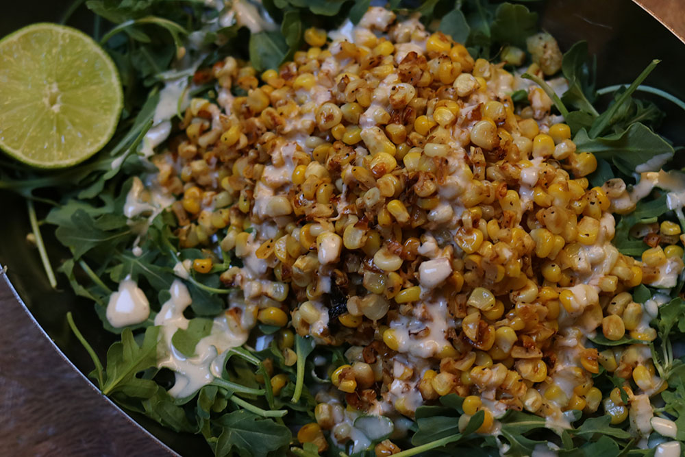 Tahini – Corn Arugula Salad
