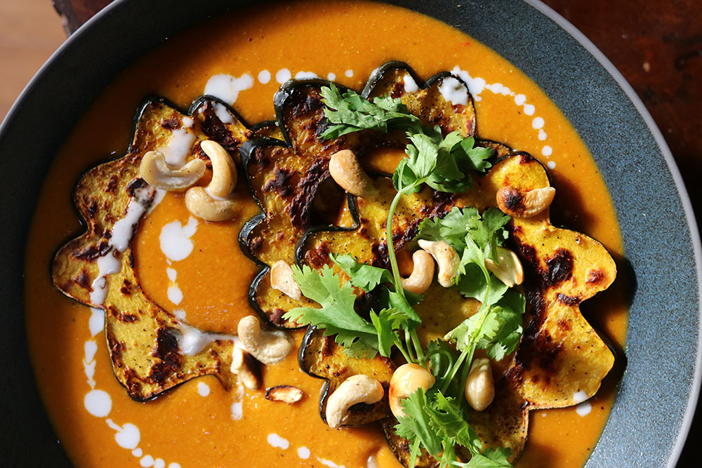 Roasted Squash Lentil Curry Soup